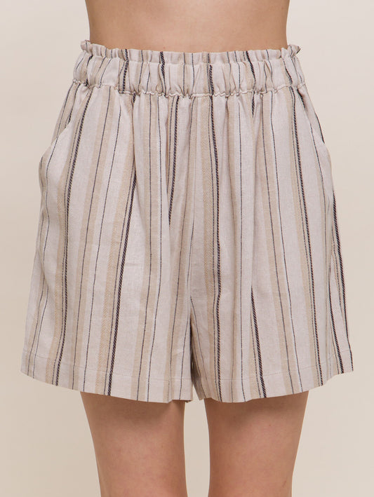 Mocha Linen High Rise Shorts